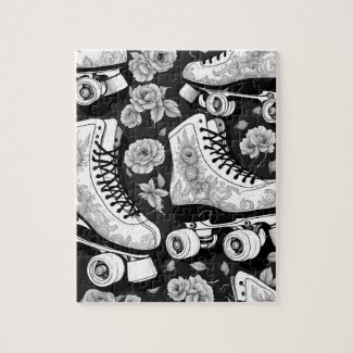 Quad skates roses Black White Design