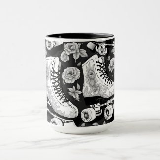 Quad skates roses Black White Design   