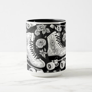 Quad skates roses Black White Design    Mug