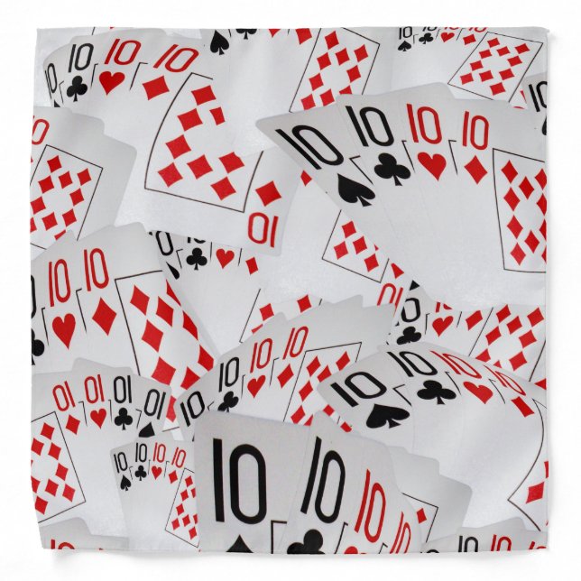 Quad Tens Poker Cards Layered,  Bandana (Front)