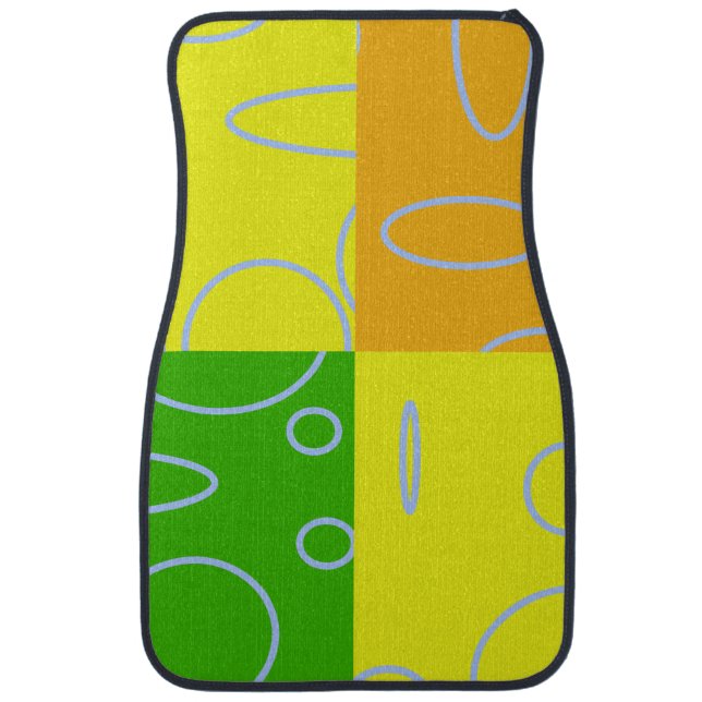 Quad Yellow Green Orange Geometric  Car Floor Mat (Front)