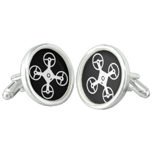 Quadcoper drone logo silver plated cuff links gift