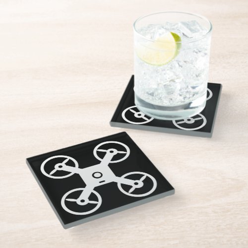 Quadcopter logo glass coaster gift for drone pilot