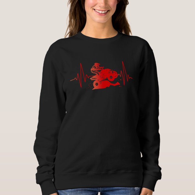 Quadfahrer Heartbeat Motif Ecg Line Quad Passion Sweatshirt (Front)