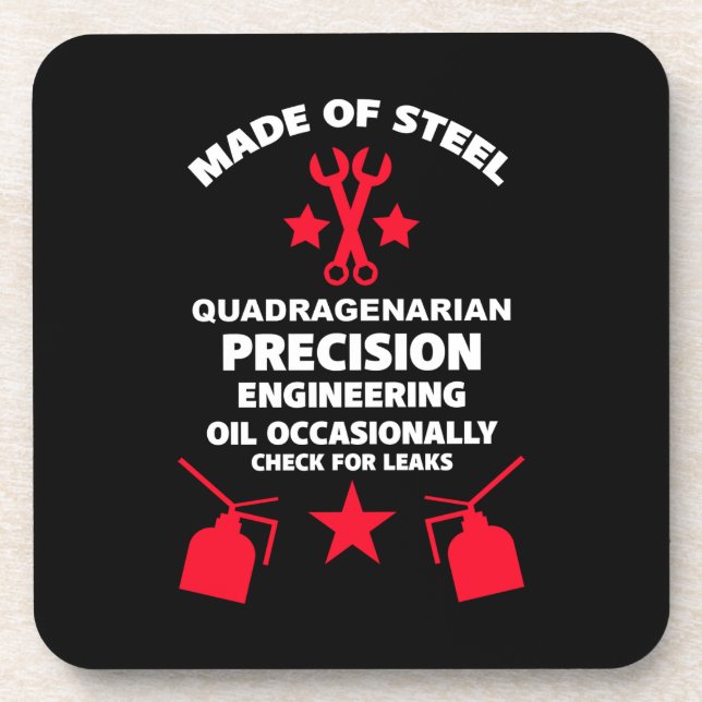 Quadragenarian Birthday Beverage Coaster (Front)