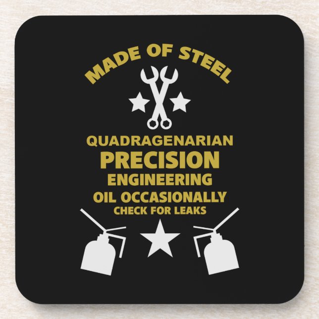 Quadragenarian Birthday Beverage Coaster (Front)