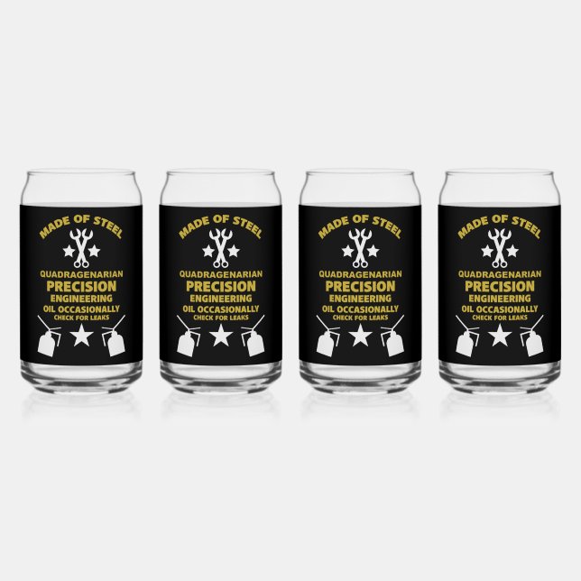 Quadragenarian Birthday Can Glass (Front)