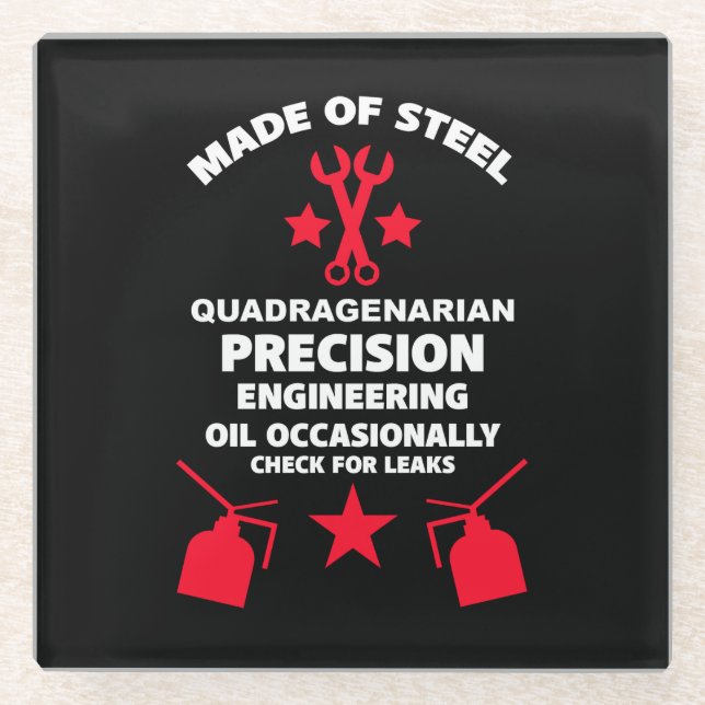 Quadragenarian Birthday Glass Coaster (Front)