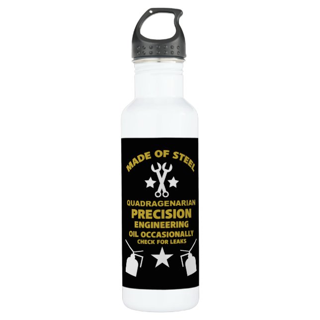 Quadragenarian Birthday Stainless Steel Water Bottle (Front)