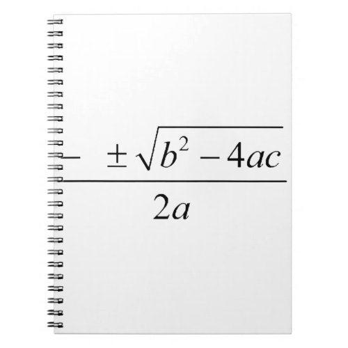 quadratic formula geek quadratic equation notebook