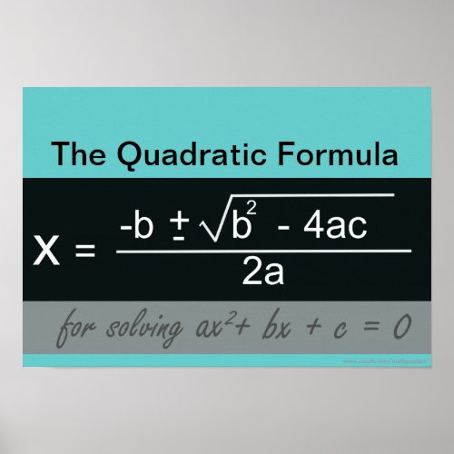 Quadratic Formula Math Poster