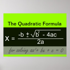 Quadratic Formula Math Poster