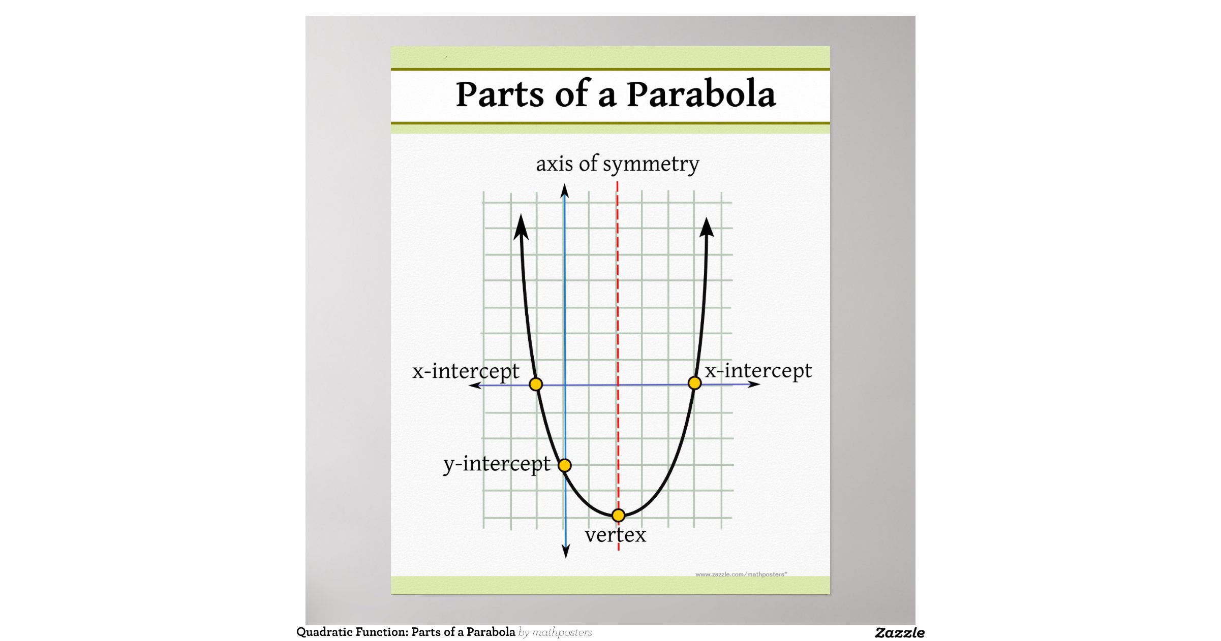 Quadratic Function: Parts of a Parabola Poster | Zazzle