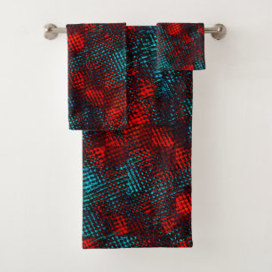 Quadriculados riscados cor vermelho e azul claro. bath towel set