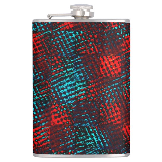 Quadriculados riscados de cor azul claro, vermelho flask (Front)