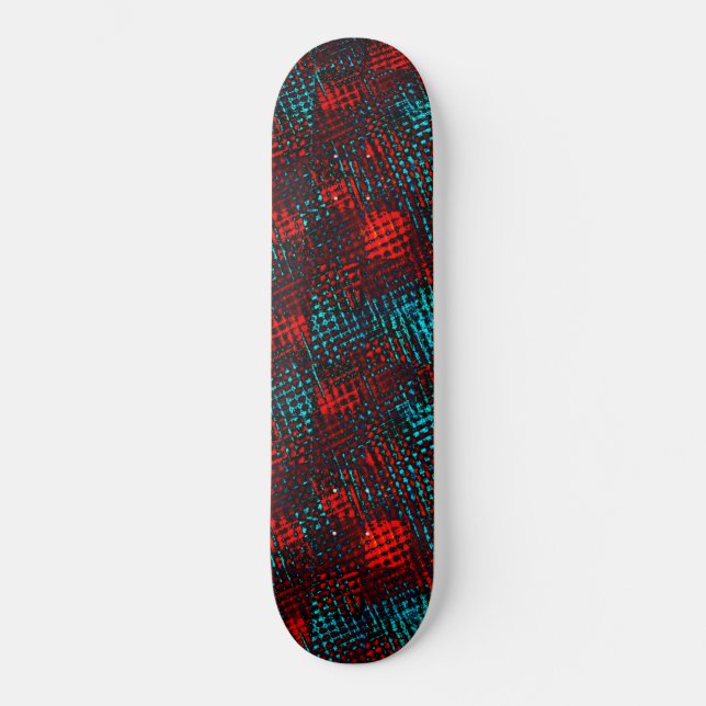 Quadriculados riscados em azul claro, cor vermelho skateboard (Front)