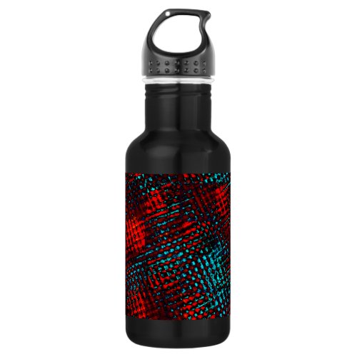 Quadriculados riscados em azul claro e vermelho stainless steel water bottle