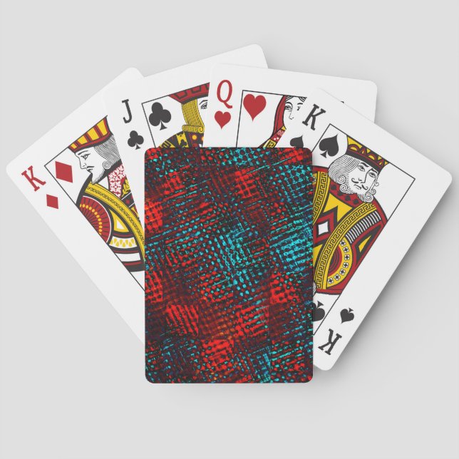 Quadriculados riscados em vermelho e azul claro. poker cards (Back)