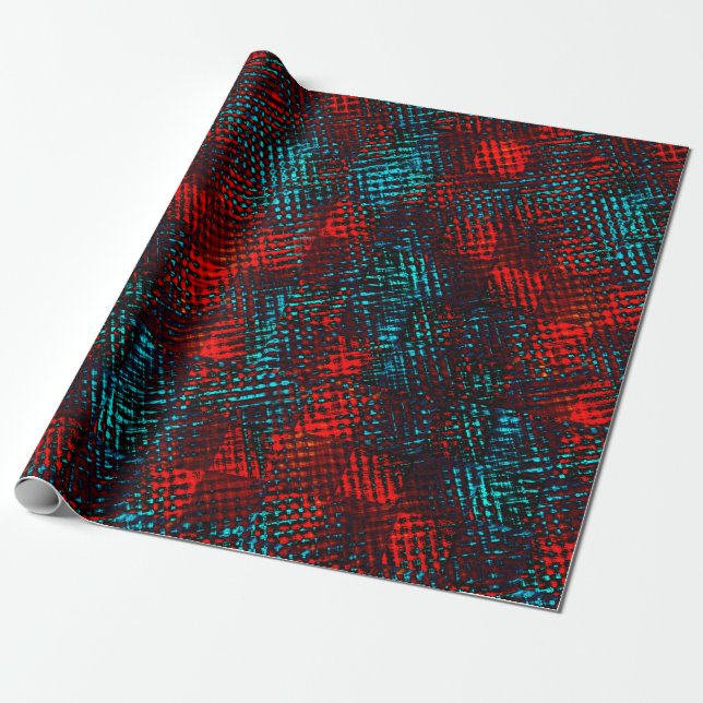 Quadriculados riscados em vermelho e azul claro. wrapping paper (Unrolled)