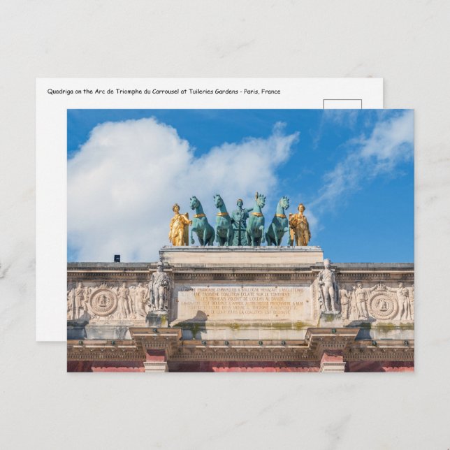 Quadriga on Arc de Triomphe du Carrousel - Paris Postcard (Front/Back)
