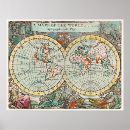 Quadro decorativo Mapa do Mundo Poster