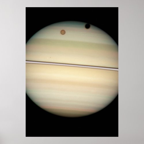 Quadruple Saturn Moon Transit Snapped By Hubble Poster