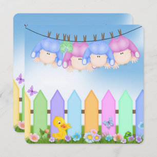 Quadruplet Baby Shower Invitation