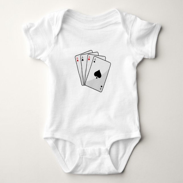 Quadruplets Aces Poker cards at Poker Baby Bodysuit (Front)