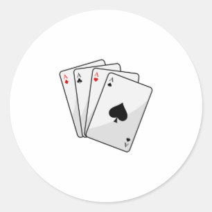 Quadruplets Aces Poker cards at Poker Classic Round Sticker
