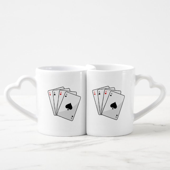 Quadruplets Aces Poker cards at Poker Coffee Mug Set (Front Nesting)