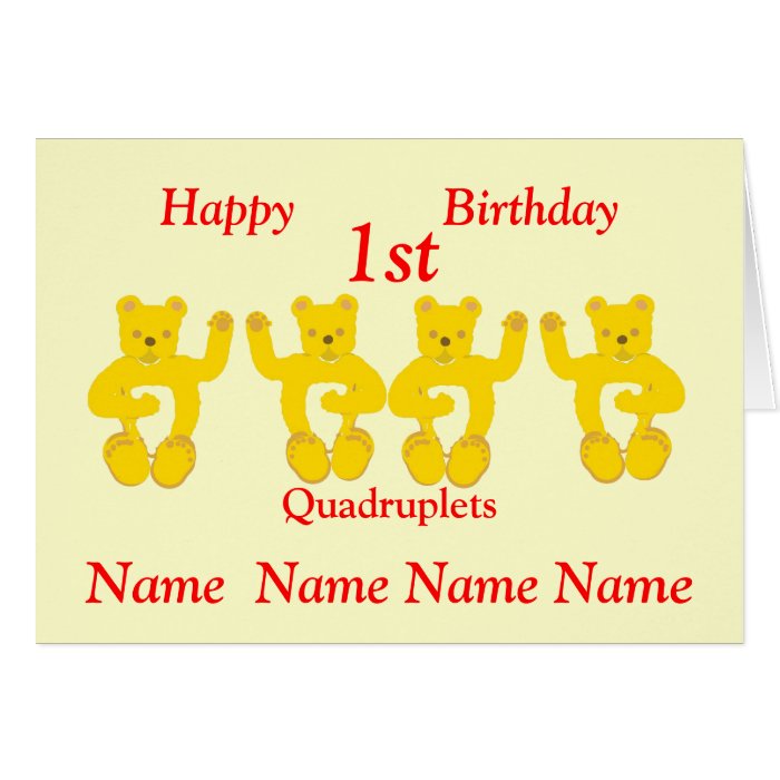 Quadruplets Birthday Card Add names