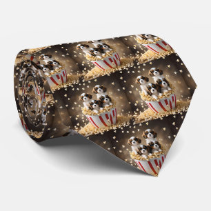 Quads Cavalier Spaniel Puppies In The Popcorn, Neck Tie