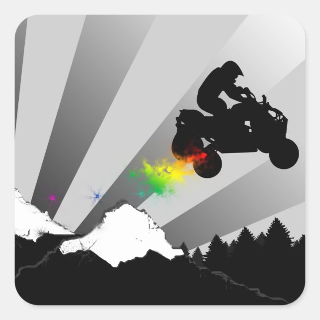 quads dirt trail atv square sticker (Front)