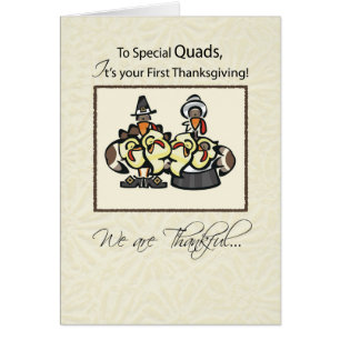 Quads First Thanksgiving Turkey Family Cards
