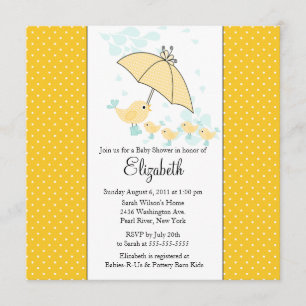 QUADS Mom & Baby Bird Baby Shower Invitation