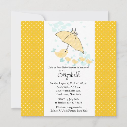 QUADS Mom  Baby Bird Baby Shower Invitation