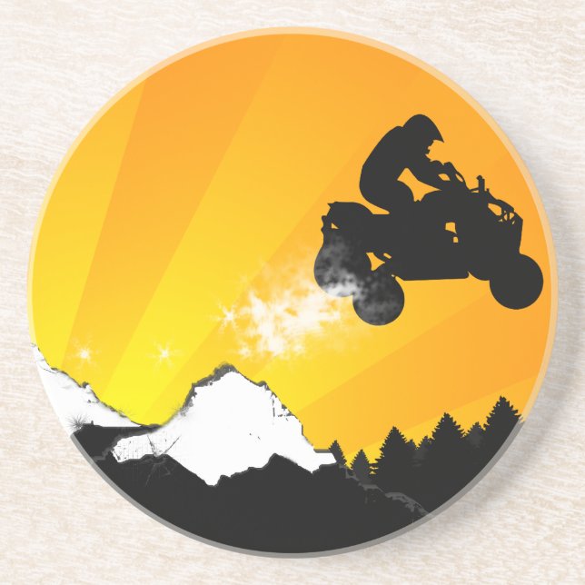 quads. orange sunset. drink coaster (Front)