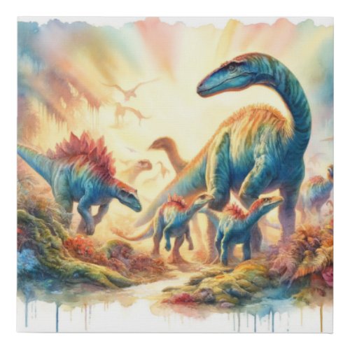 Quaesitosaurus in Harmony AREF13520 _ Watercolor Faux Canvas Print