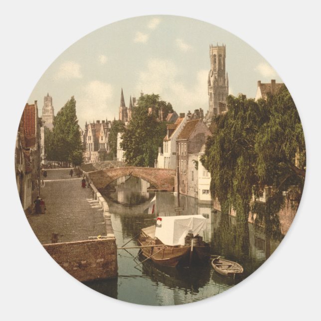 Quai Vert, Bruges, Belgium Classic Round Sticker (Front)