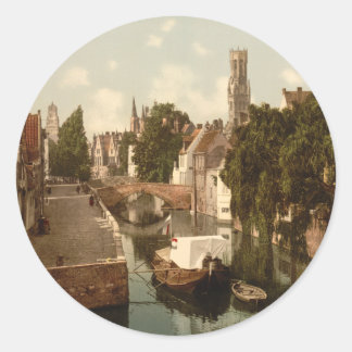 Quai Vert, Bruges, Belgium Classic Round Sticker