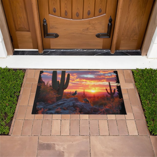 Quail and Babies Desert Arizona Doormat (Outdoor)