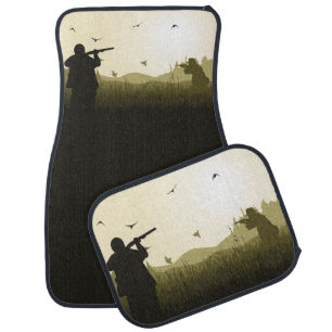Quail Bird Hunting Silhouette Hunters Shotguns Car Floor Mat
