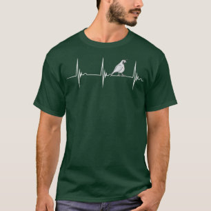 Quail Bird Quail Owner Bird Watcher Heartbeat EKG T-Shirt