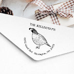 Quail Bird Return Address Rubber Stamp<br><div class="desc">Elevate your correspondence with our personalized return address stamp, featuring a charming hand-drawn quail design! Crafted with precision and care, this custom stamp adds a touch of rustic elegance to every envelope you send. Made from high-quality materials, this durable stamp ensures clear and crisp impressions, enhancing the professional and unique...</div>