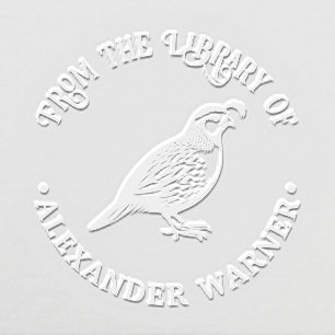 Quail Bird Standing “From the Library of” Book #P Embosser