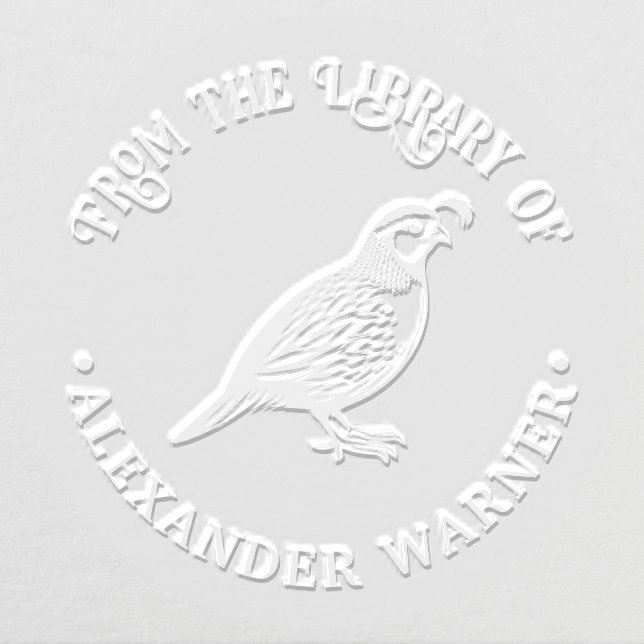 Quail Bird Standing “From the Library of” Book #P Embosser (Design)