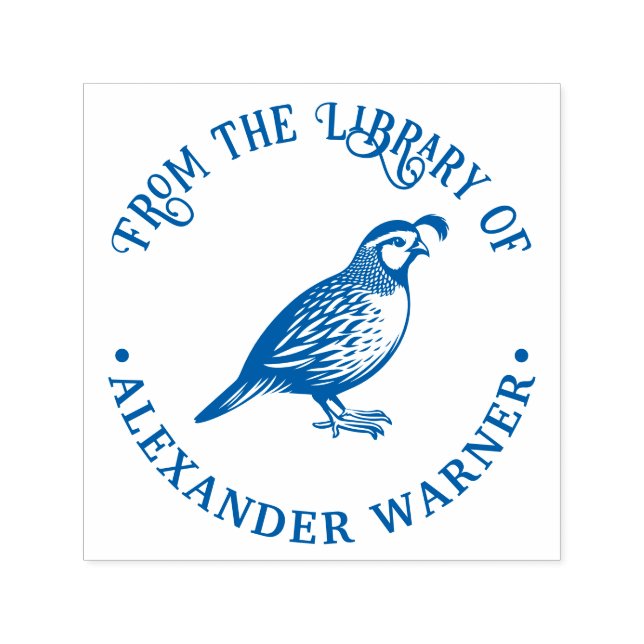 Quail Bird Standing “From the Library of” Book #P Self-inking Stamp (Design)