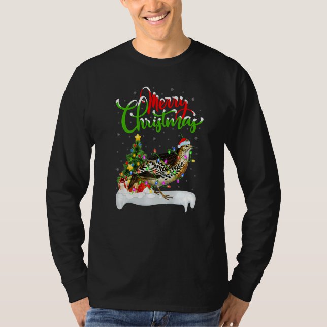 Quail Bird  Xmas Decorations Santa Quail Christmas T-Shirt (Front)