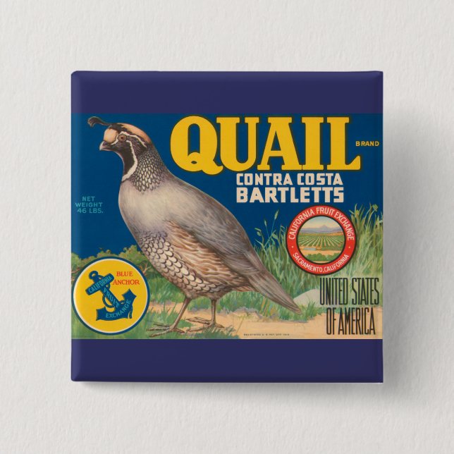 Quail Brand Contra Costa Bartletts Button (Front)