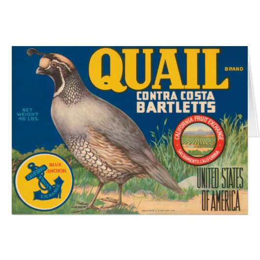 Quail Brand Contra Costa Bartletts Cards (Front Horizontal)
